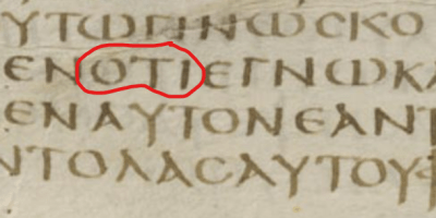 conjunction oti from Codex Sinaiticus
